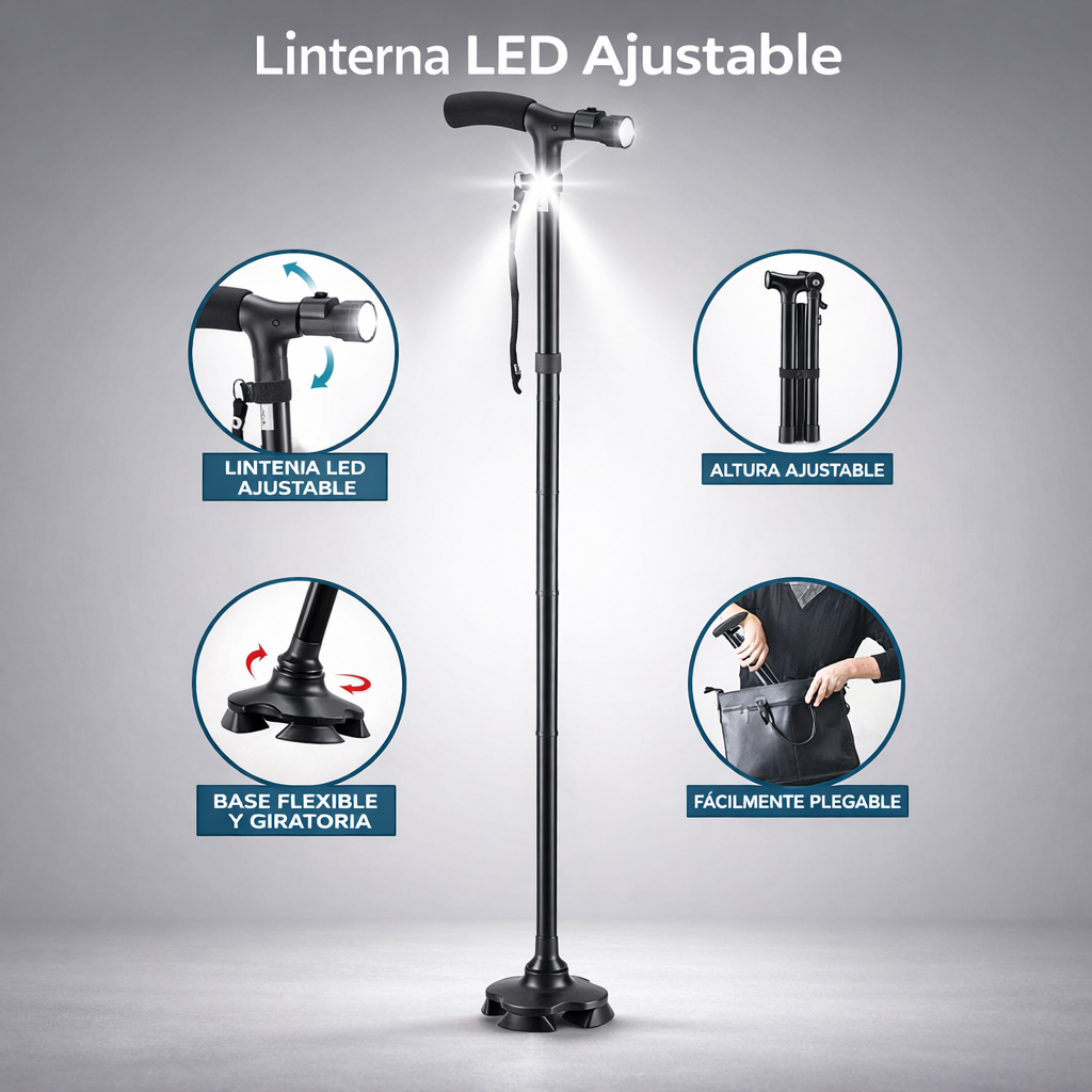 Seguridad y Comodidad al Caminar – Bastón Ajustable LED