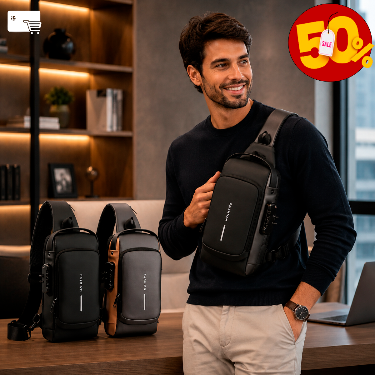 Cartera Bandolera Antirrobo para Hombres