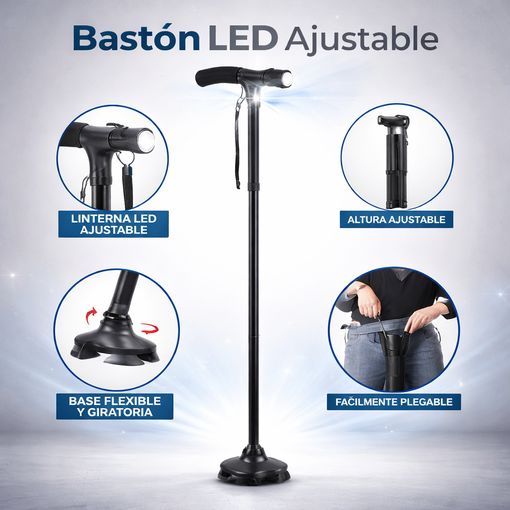 Seguridad y Comodidad al Caminar – Bastón Ajustable LED